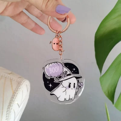 Kawaii Boo: Pumpkin party keychain
