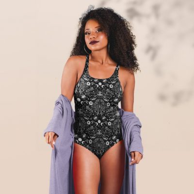 Black moonlight dragonfly patter swimsuite