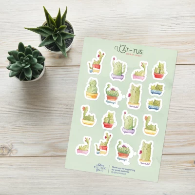 Cactus cat sticker sheet
