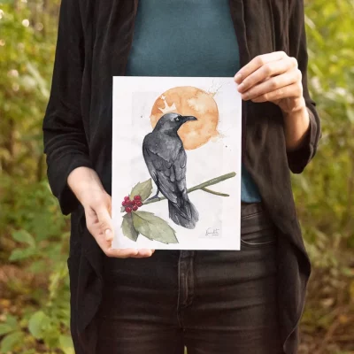 Raven crown spirit print