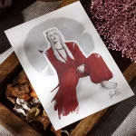 Felix from stray kids drawn as Inuyasha with an arrow on the hand