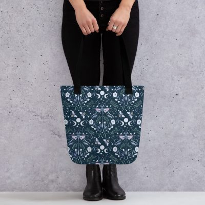 blue dragonfly night totebag