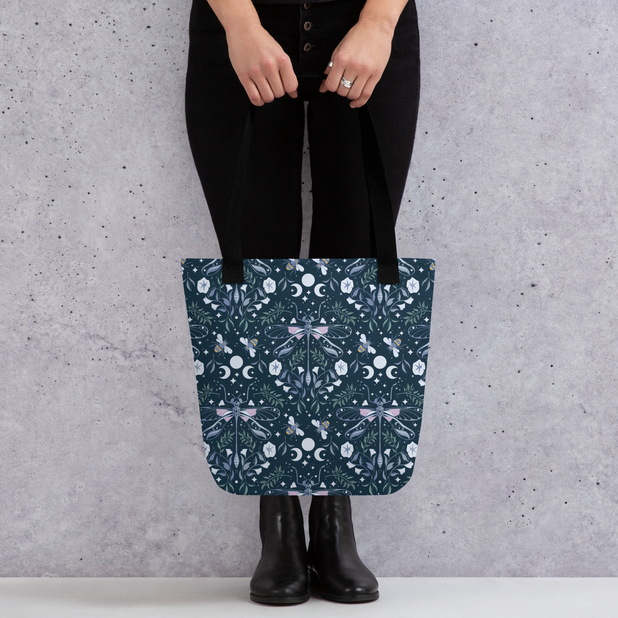 blue dragonfly night totebag